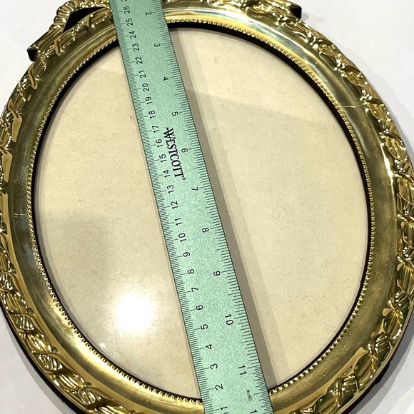 Vintage Ornate Brass Picture Frame Freestanding with Velvet Stand - Picture 6 of 9